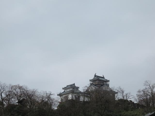 くもり空の越前大野城