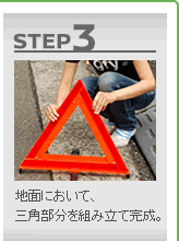 【STEP 3】地面において、三角部分を組み立て完成。