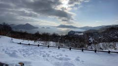 洞爺湖と雪景色