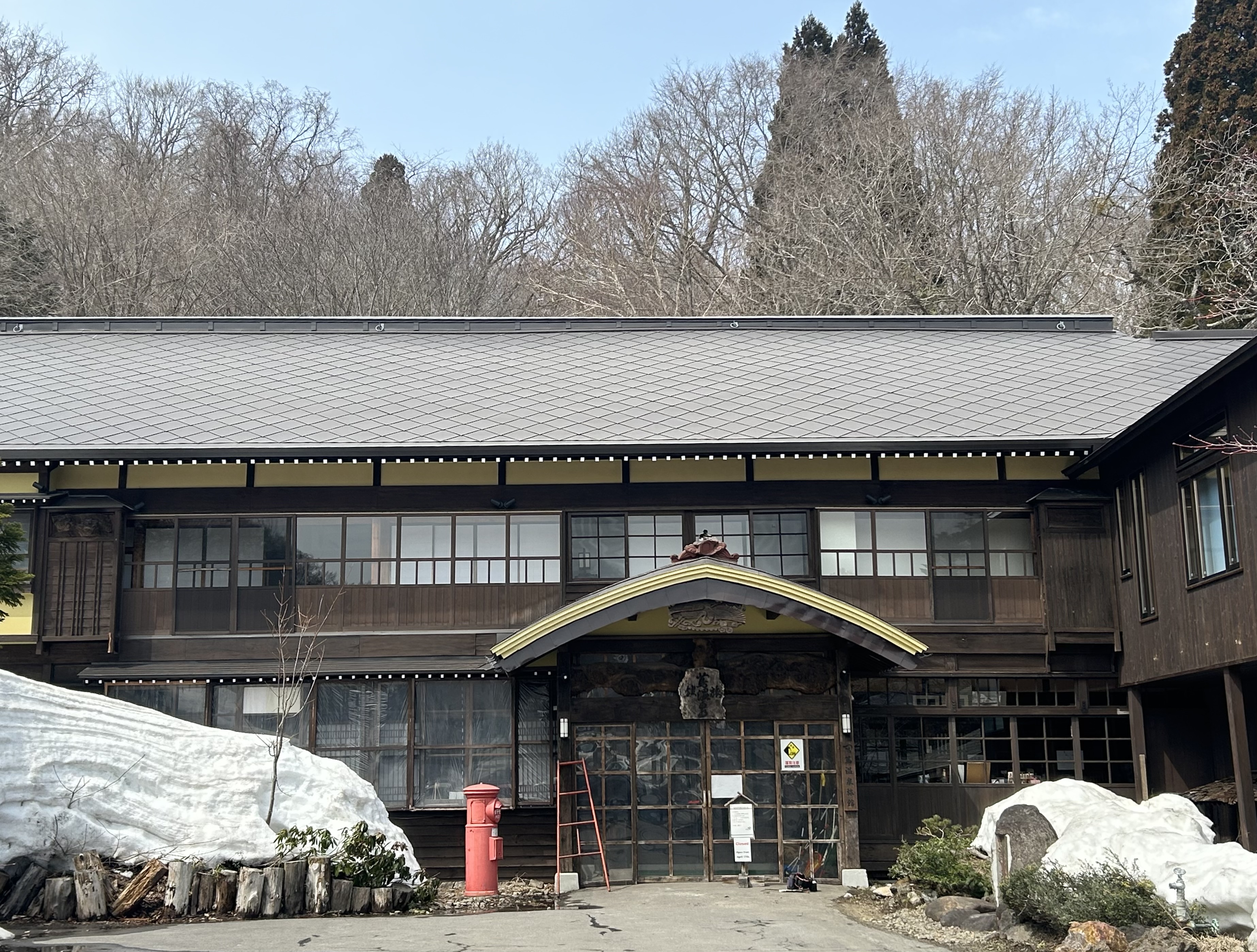 背が高い雪の回廊をたどって来ました蔦温泉